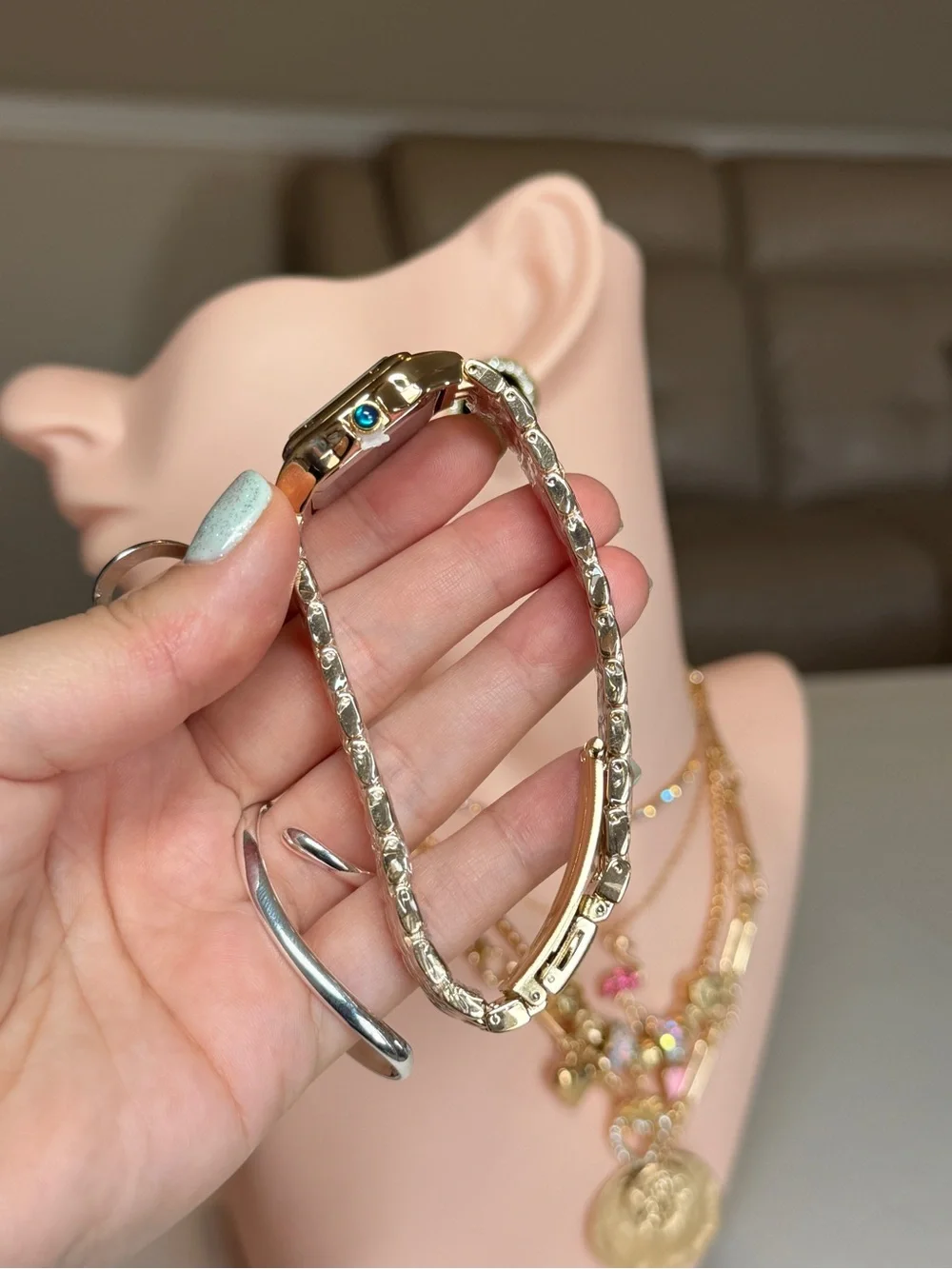 Gold Women's Watch with Crystals